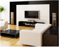 Wall mounted TV in living room